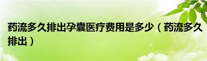 藥流多久排出孕囊醫(yī)療費(fèi)用是多少（藥流多久排出）