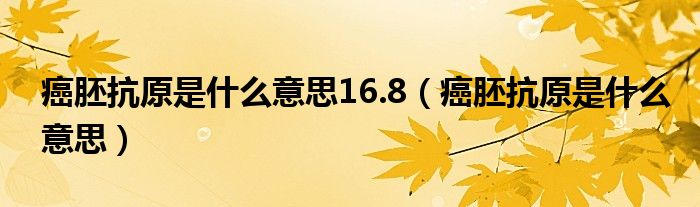 癌胚抗原是什么意思16.8（癌胚抗原是什么意思）