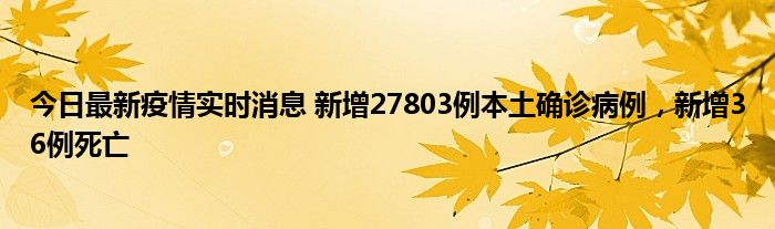 今日最新疫情實(shí)時(shí)消息 新增27803例本土確診病例，新增36例死亡