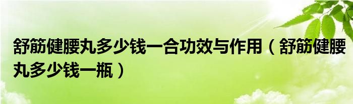 舒筋健腰丸多少錢一合功效與作用（舒筋健腰丸多少錢一瓶）