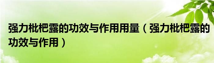 強(qiáng)力枇杷露的功效與作用用量（強(qiáng)力枇杷露的功效與作用）