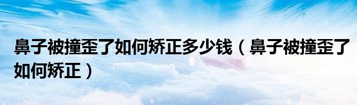 鼻子被撞歪了如何矯正多少錢（鼻子被撞歪了如何矯正）