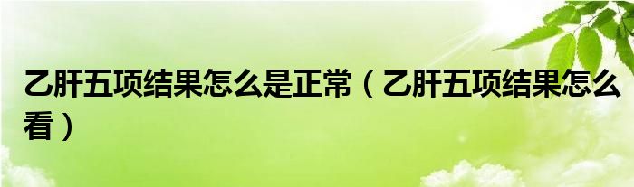 乙肝五項結果怎么是正常（乙肝五項結果怎么看）