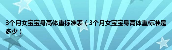 3個月女寶寶身高體重標準表（3個月女寶寶身高體重標準是多少）