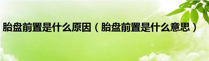 胎盤前置是什么原因（胎盤前置是什么意思）