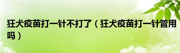 狂犬疫苗打一針不打了（狂犬疫苗打一針管用嗎）