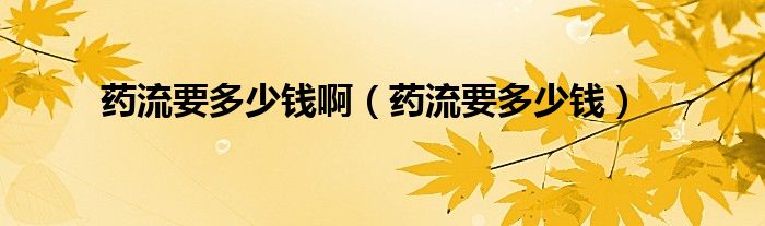 藥流要多少錢?。ㄋ幜饕嗌馘X）