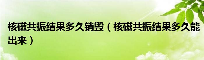 核磁共振結(jié)果多久銷毀（核磁共振結(jié)果多久能出來）