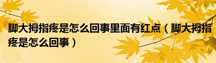 腳大拇指疼是怎么回事里面有紅點（腳大拇指疼是怎么回事）