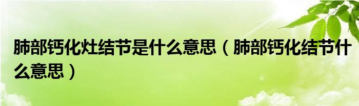 肺部鈣化灶結(jié)節(jié)是什么意思（肺部鈣化結(jié)節(jié)什么意思）