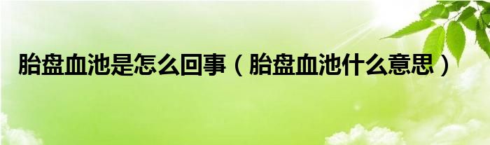 胎盤血池是怎么回事（胎盤血池什么意思）