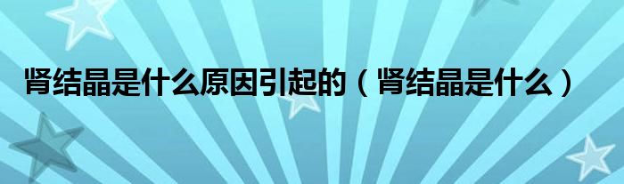 腎結(jié)晶是什么原因引起的（腎結(jié)晶是什么）