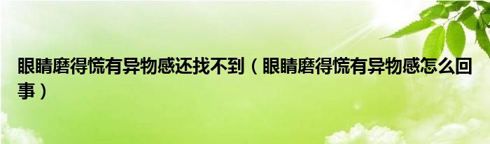 眼睛磨得慌有異物感還找不到（眼睛磨得慌有異物感怎么回事）