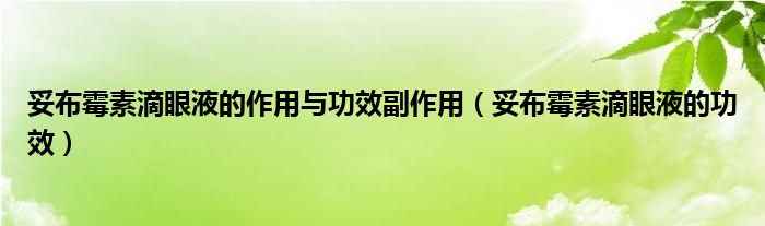 妥布霉素滴眼液的作用與功效副作用（妥布霉素滴眼液的功效）