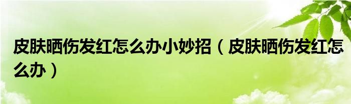 皮膚曬傷發(fā)紅怎么辦小妙招（皮膚曬傷發(fā)紅怎么辦）