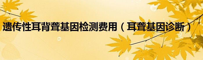 遺傳性耳背聾基因檢測費(fèi)用（耳聾基因診斷）