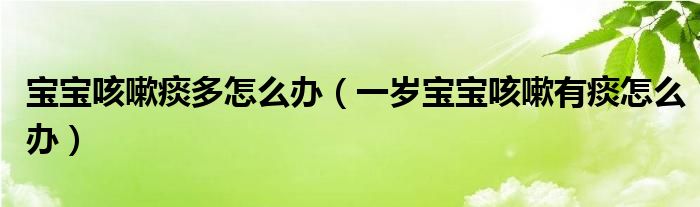 寶寶咳嗽痰多怎么辦（一歲寶寶咳嗽有痰怎么辦）