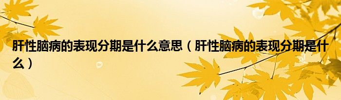 肝性腦病的表現(xiàn)分期是什么意思（肝性腦病的表現(xiàn)分期是什么）