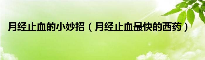 月經(jīng)止血的小妙招（月經(jīng)止血最快的西藥）