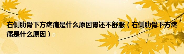 右側(cè)肋骨下方疼痛是什么原因胃還不舒服（右側(cè)肋骨下方疼痛是什么原因）