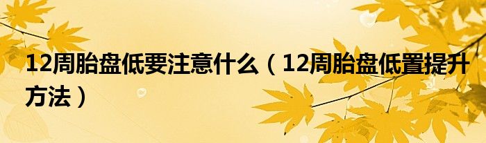 12周胎盤低要注意什么（12周胎盤低置提升方法）