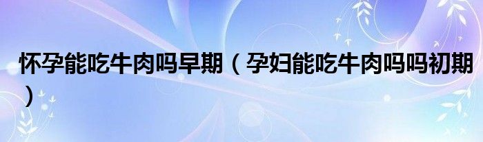 懷孕能吃牛肉嗎早期（孕婦能吃牛肉嗎嗎初期）