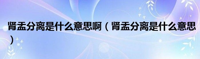 腎盂分離是什么意思?。I盂分離是什么意思）