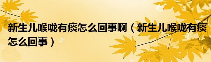 新生兒喉嚨有痰怎么回事?。ㄐ律鷥汉韲涤刑翟趺椿厥拢? /></span>
		<span id=