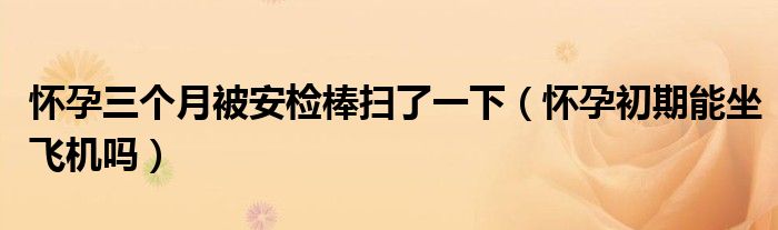 懷孕三個月被安檢棒掃了一下（懷孕初期能坐飛機嗎）