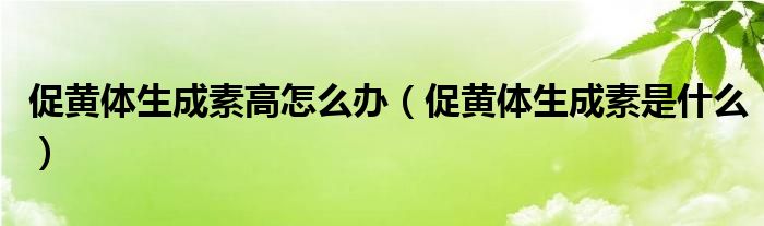 促黃體生成素高怎么辦（促黃體生成素是什么）