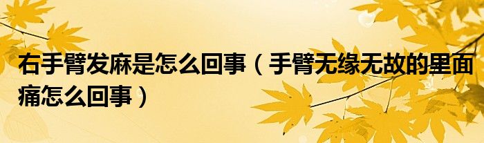 右手臂發(fā)麻是怎么回事（手臂無(wú)緣無(wú)故的里面痛怎么回事）