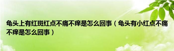 龜頭上有紅斑紅點不痛不癢是怎么回事（龜頭有小紅點不痛不癢是怎么回事）