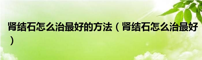 腎結(jié)石怎么治最好的方法（腎結(jié)石怎么治最好）