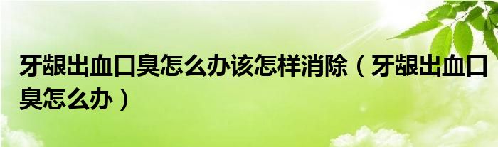 牙齦出血口臭怎么辦該怎樣消除（牙齦出血口臭怎么辦）