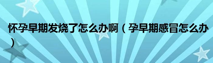 懷孕早期發(fā)燒了怎么辦?。ㄔ性缙诟忻霸趺崔k）