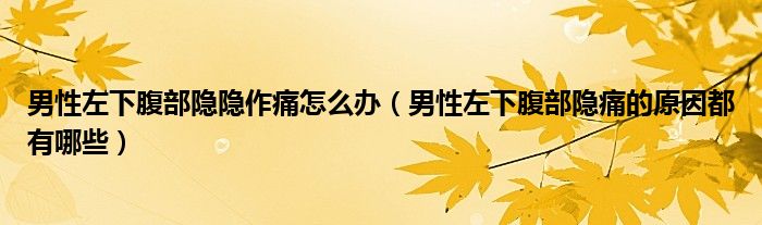 男性左下腹部隱隱作痛怎么辦（男性左下腹部隱痛的原因都有哪些）