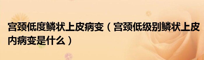 宮頸低度鱗狀上皮病變（宮頸低級(jí)別鱗狀上皮內(nèi)病變是什么）