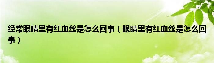 經(jīng)常眼睛里有紅血絲是怎么回事（眼睛里有紅血絲是怎么回事）