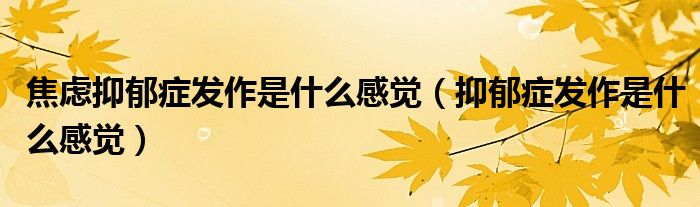 焦慮抑郁癥發(fā)作是什么感覺(jué)（抑郁癥發(fā)作是什么感覺(jué)）