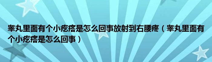 睪丸里面有個(gè)小疙瘩是怎么回事放射到右腰疼（睪丸里面有個(gè)小疙瘩是怎么回事）