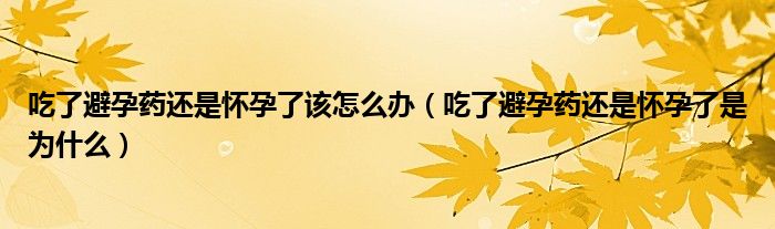 吃了避孕藥還是懷孕了該怎么辦（吃了避孕藥還是懷孕了是為什么）