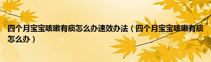 四個月寶寶咳嗽有痰怎么辦速效辦法（四個月寶寶咳嗽有痰怎么辦）