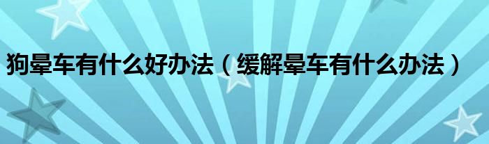 狗暈車有什么好辦法（緩解暈車有什么辦法）