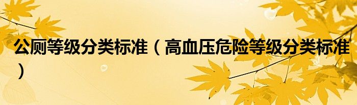 公廁等級分類標準（高血壓危險等級分類標準）