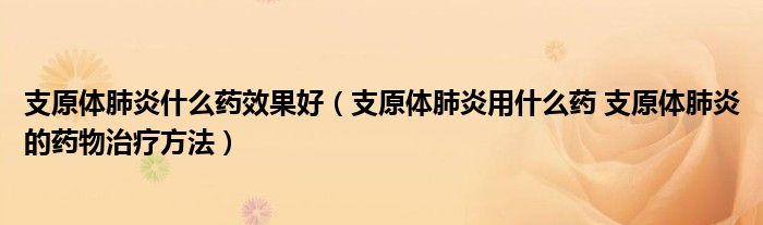 支原體肺炎什么藥效果好（支原體肺炎用什么藥 支原體肺炎的藥物治療方法）