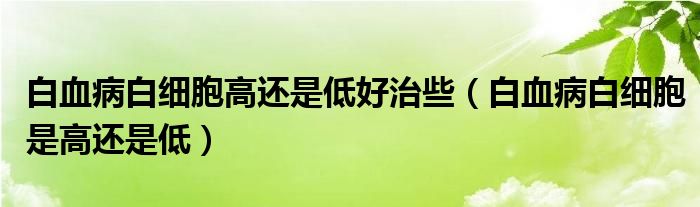 白血病白細(xì)胞高還是低好治些（白血病白細(xì)胞是高還是低）