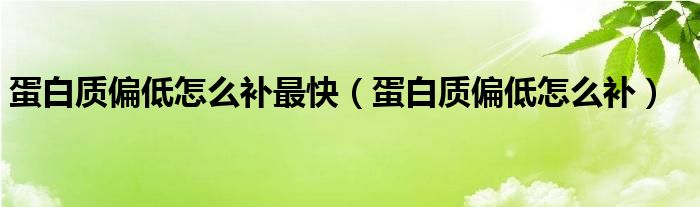 蛋白質(zhì)偏低怎么補(bǔ)最快（蛋白質(zhì)偏低怎么補(bǔ)）