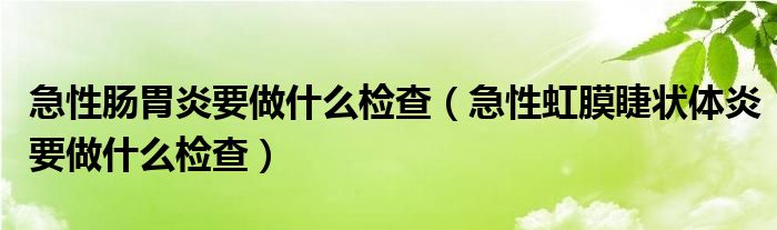 急性腸胃炎要做什么檢查（急性虹膜睫狀體炎要做什么檢查）