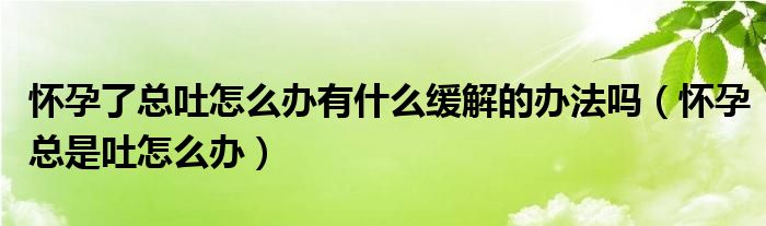 懷孕了總吐怎么辦有什么緩解的辦法嗎（懷孕總是吐怎么辦）