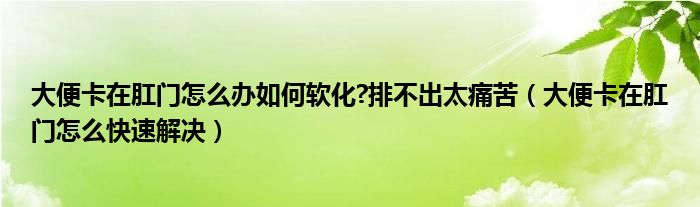 大便卡在肛門怎么辦如何軟化?排不出太痛苦（大便卡在肛門怎么快速解決）